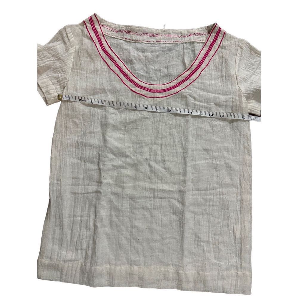 NEW Lemlem Bella Tee 100% cotton white pink trim sz small - Picture 3 of 6